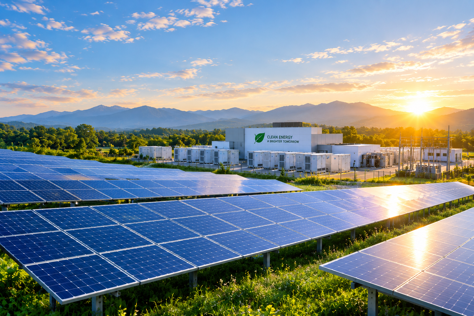 Microgrid for AI data centers brochure over wind turbines